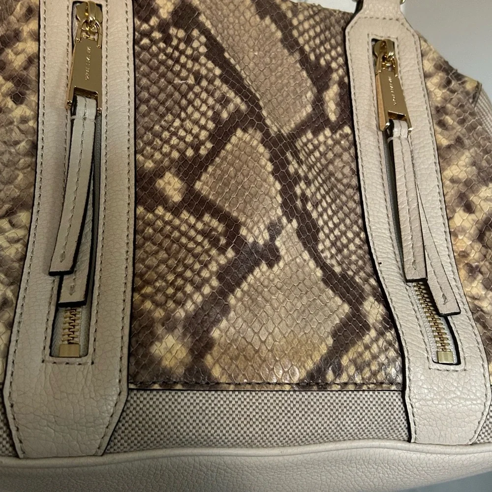 Michael Kors Snakeskin-Print Beige Leather Shoulder Bag With Gold-Tone Accents & - Picture 7 of 16
